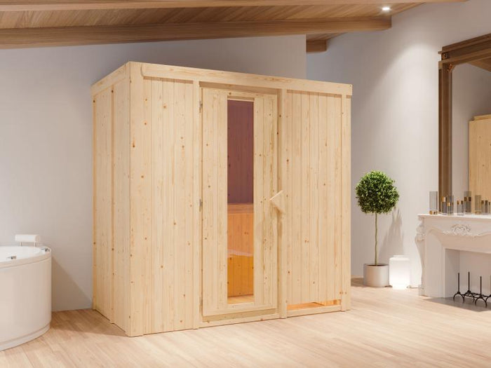 Karibu Sauna Variado inkl. 9 kW Ofen integr. Steuerung, mit Energiespartür -ohne Dachkranz-