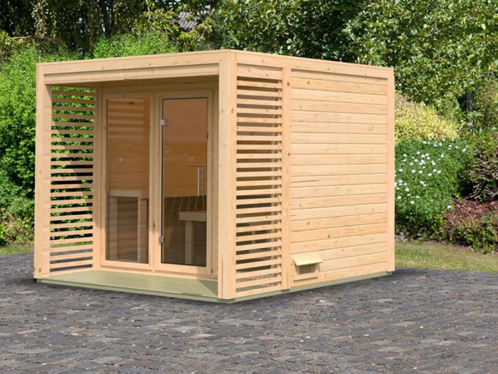 Karibu Saunahaus Angkor 3, 38 mm naturbelassen -ohne Ofen-