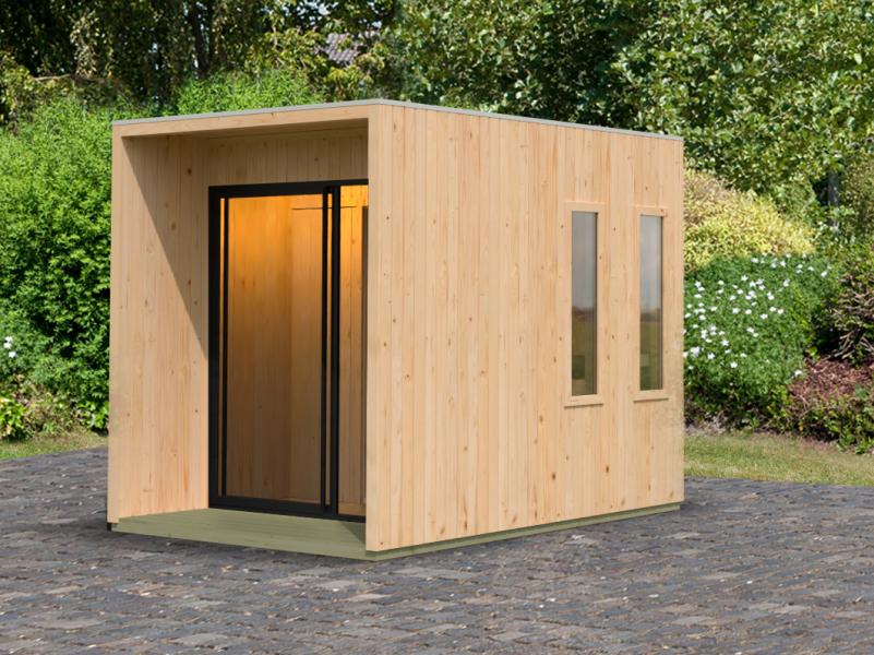 Karibu Saunahaus Catalina, natur -ohne Ofen- inkl. Vorraum, 73 mm