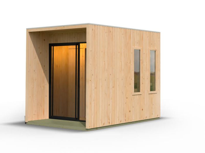 Karibu Saunahaus Catalina, natur -ohne Ofen- inkl. Vorraum, 73 mm