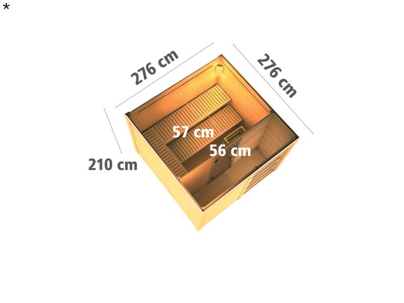 Karibu Saunahaus Cuben terragrau 38 mm inkl. 9-kW-Bioofen