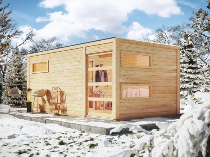 Karibu Saunahaus Hygge 38 mm- naturbelassen- ohne Ofen