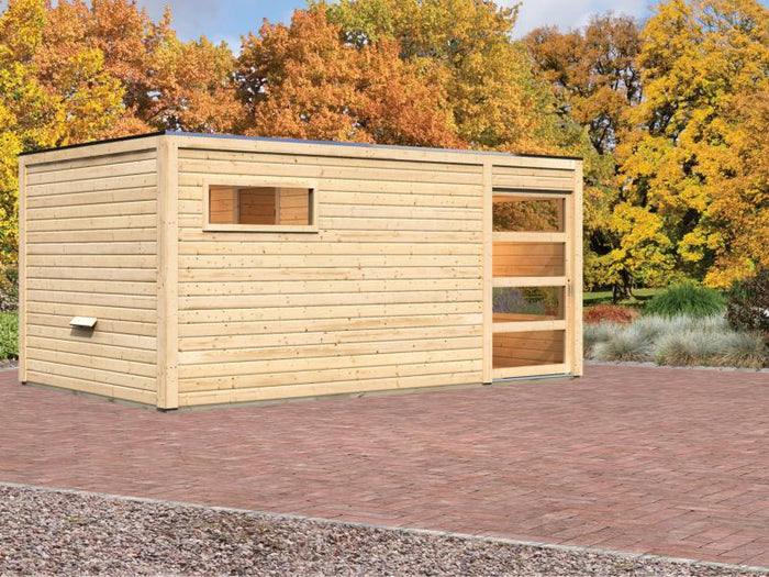 Karibu Saunahaus Hygge 38 mm- naturbelassen- ohne Ofen