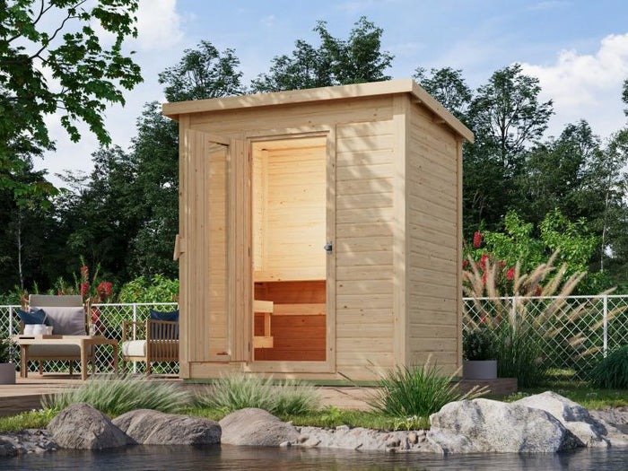 Karibu Saunahaus Hytti 1 38 mm - ohne Ofen - inkl. Energiespartür und Fußboden