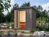 Karibu Saunahaus Hytti 1 38 mm, terragrau - inkl. 9 kW Bioofen ext. Steuerung - mit Energiespartür