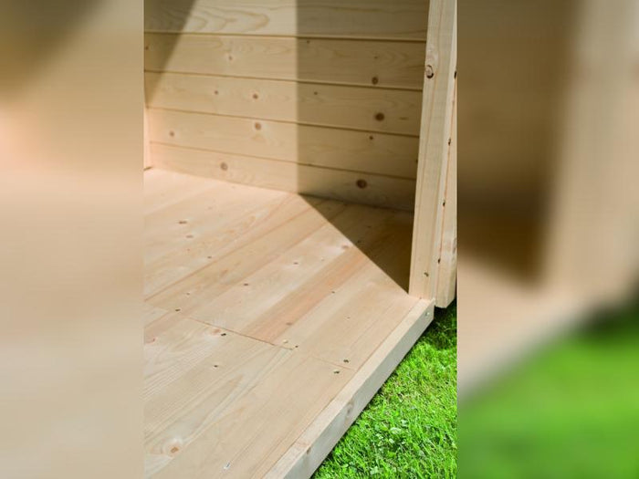 Karibu Saunahaus Hytti 2  38 mm - inkl. 9 kW Ofen integr. Steuerung - mit Energiespartür und Fußbode