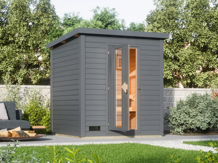 Karibu Saunahaus Hytti 2 38 mm - inkl. 9 kW Ofen integr. Steuerung - mit Energiespartür und Fußbode