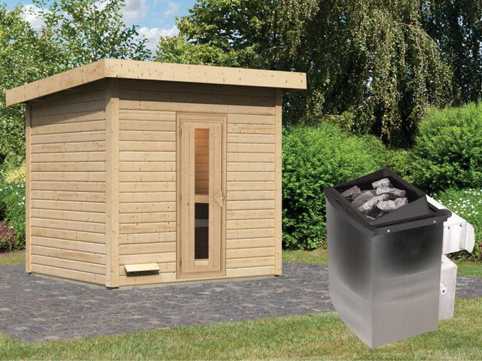 Karibu Saunahaus Hytti 3  38 mm - inkl. 9 kW Ofen integr. Steuerung - inkl. Energiespartür und Fußbo
