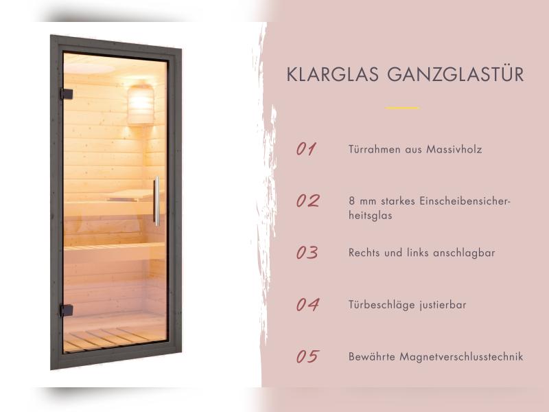 Karibu Saunahaus Laguna, schwarz,73 mm -inkl. 9 kW Ofen ext. Steuerung