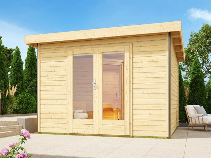 Karibu Saunahaus Mainburg 1 Set A naturbelassen -9kW Bioofen ext. Strg