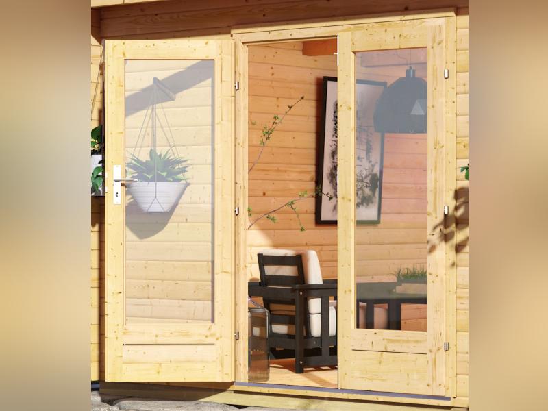 Karibu Saunahaus Mainburg 2 Set A naturbelassen -9 kW Ofen ext. Steuerung