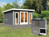 Karibu Saunahaus Mainburg 2 Set A terragrau -9 kW Bioofen ext. Steuerung