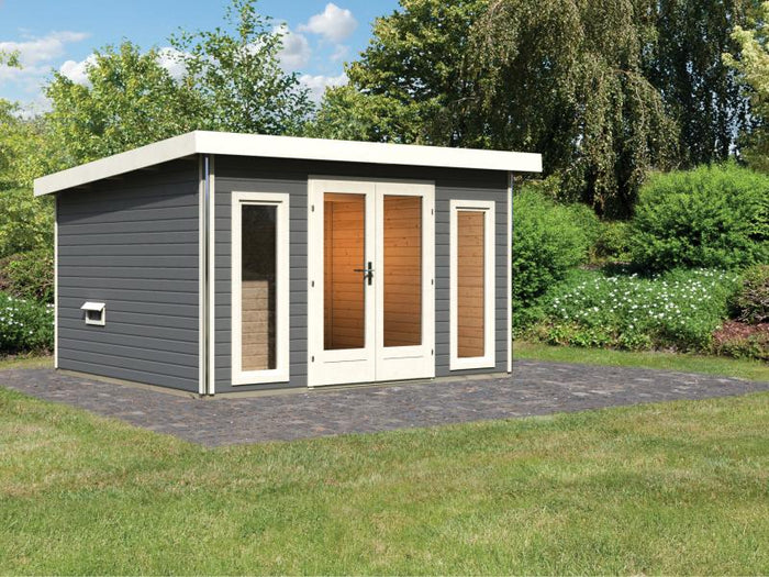 Karibu Saunahaus Mainburg 2 Set B ohne Ofen terragrau