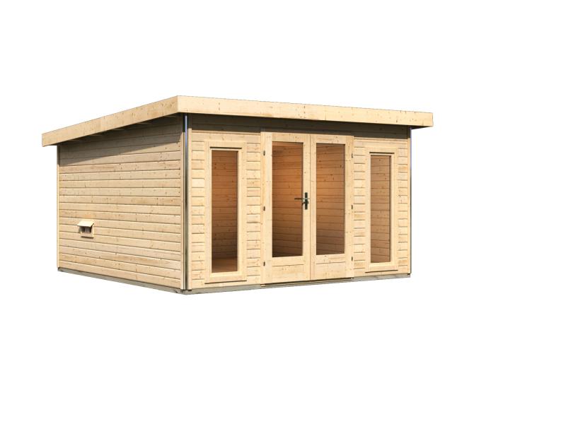 Karibu Saunahaus Mainburg 3 Set A ohne Ofen naturbelassen