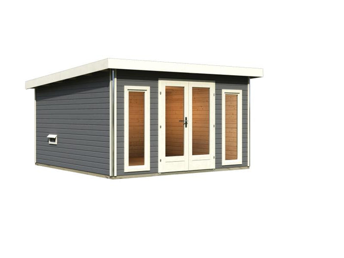 Karibu Saunahaus Mainburg 3 Set B ohne Ofen terragrau