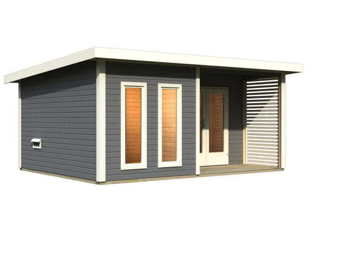 Karibu Saunahaus Mainburg 5 Set A ohne Ofen terragrau