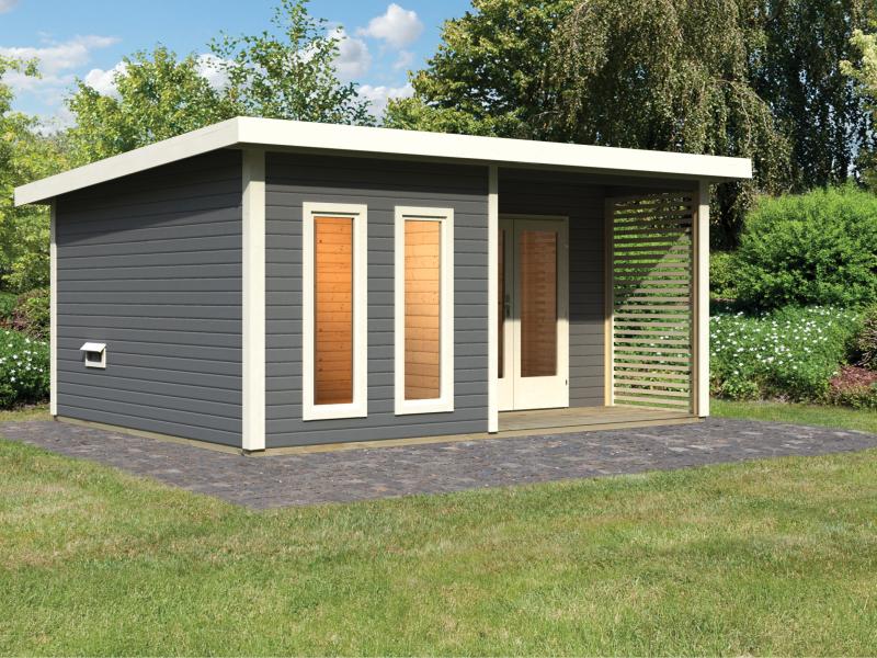 Karibu Saunahaus Mainburg 5 Set A ohne Ofen terragrau