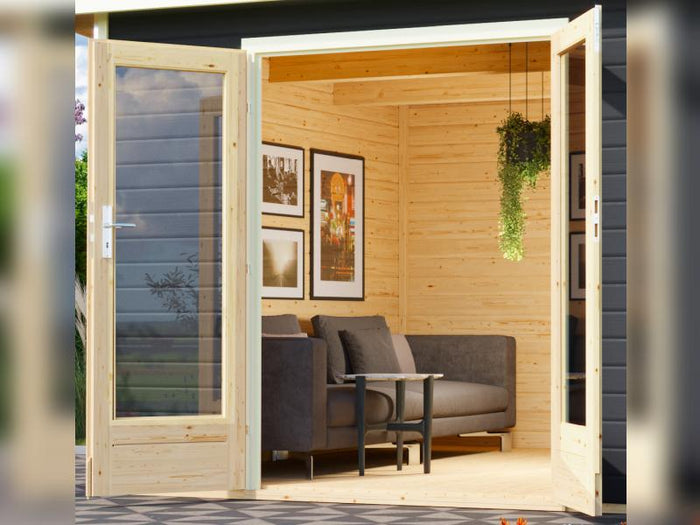 Karibu Saunahaus Mainburg 5 Set A ohne Ofen terragrau