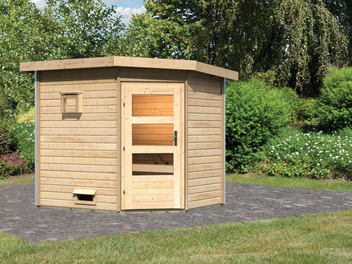 Karibu Saunahaus Mikka 38 mm- ohne Ofen- moderne Tür