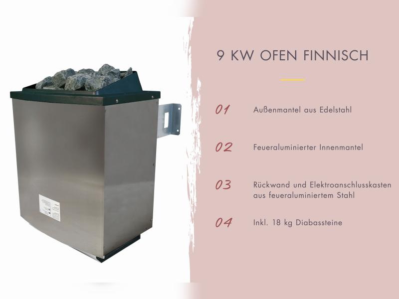 Karibu Saunahaus Miramar natur, inkl. 9 kW Ofen ext. Steuerung, inkl. Vorraum, 73 mm