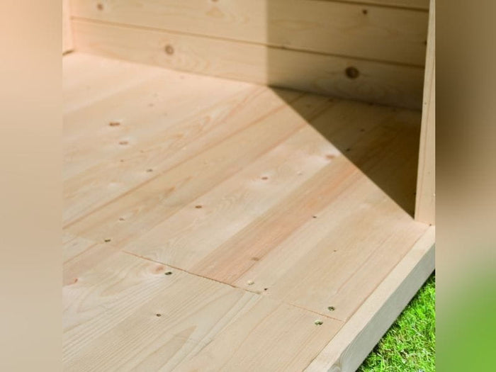 Karibu Saunahaus Miramar schwarz 73 mm ohne Ofen, inkl. Vorraum