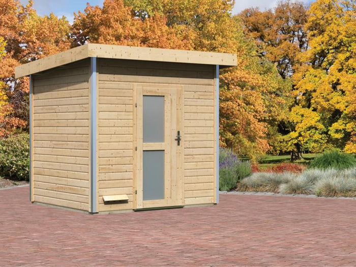 Karibu Saunahaus Norge 38 mm- ohne Ofen- Milchglastür