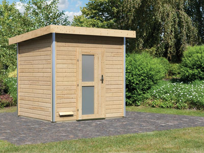 Karibu Saunahaus Norge 38 mm- ohne Ofen- Milchglastür