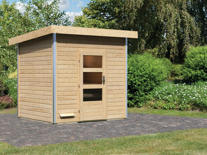 Karibu Saunahaus Norge 38 mm- ohne Ofen- moderne Tür