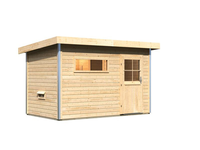 Karibu Saunahaus Skrollan 1 38 mm- ohne Ofen- klassische Tür