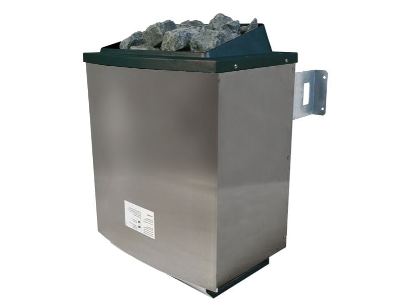 Karibu Saunahaus Skrollan 1 in terragrau- 38 mm- 9 kW Ofen ext. Strg- moderne Tür