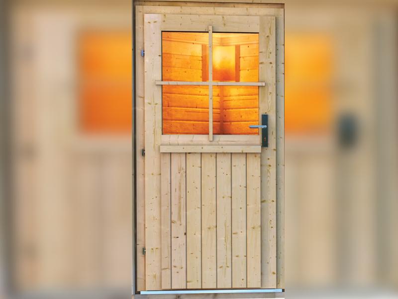 Karibu Saunahaus Skrollan 2 -38 mm- 9 kW Ofen ext. Strg- klassische Tür