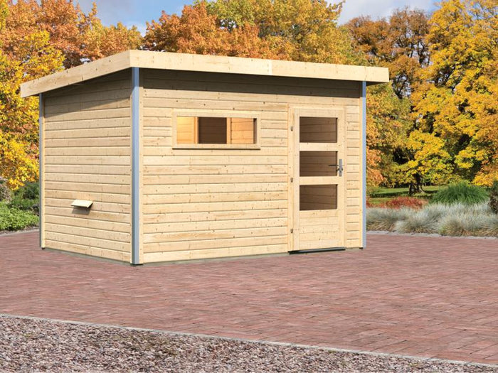 Karibu Saunahaus Skrollan 2 38 mm- ohne Ofen- moderne Tür