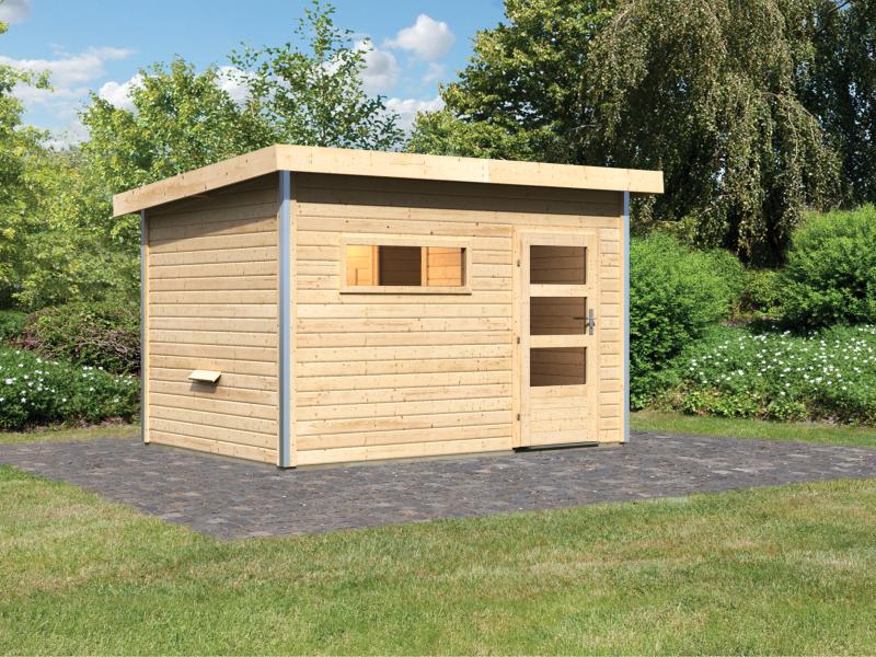 Karibu Saunahaus Skrollan 2 38 mm- ohne Ofen- moderne Tür