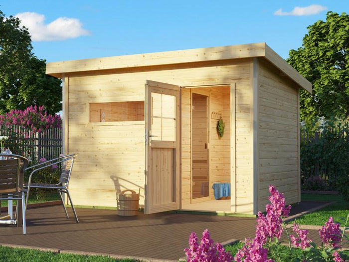 Karibu Saunahaus Skrollan 2 38 mm- ohne Ofen- klassische Tür