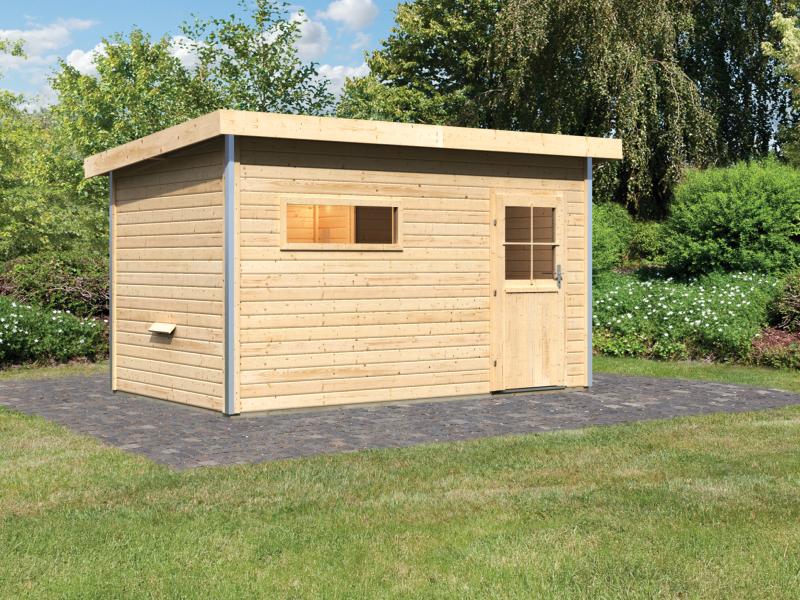 Karibu Saunahaus Skrollan 3 38 mm -ohne Ofen- klassische Tür