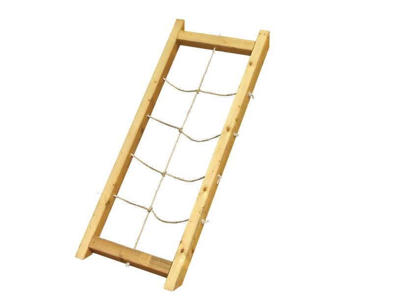 Karibu Spielturm Anna + Doppelschaukelanbau Klettergerüst + Netzrampe