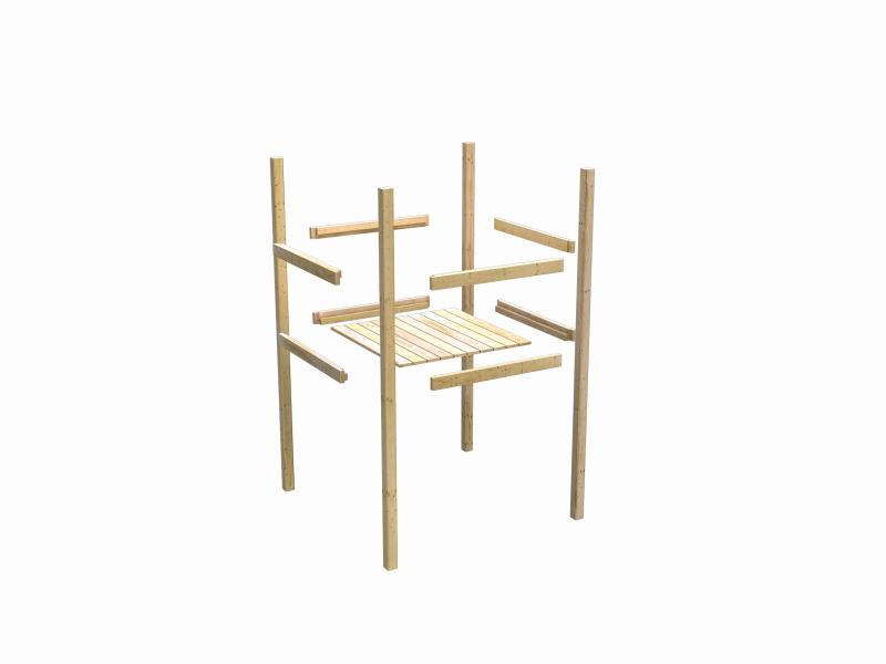 Karibu Spielturm Anna + Rutsche blau + Doppelschaukel + Anbauplattform