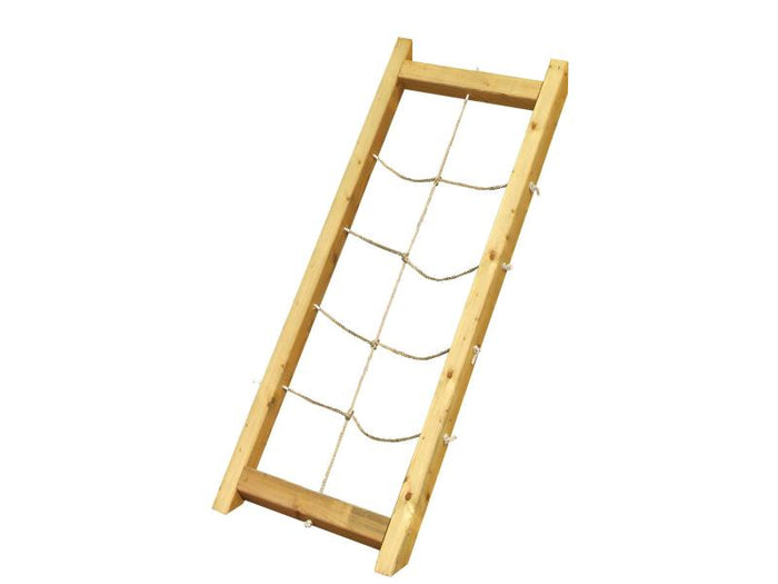 Karibu Spielturm Anna + Rutsche blau + Doppelschaukelanbau Klettergerüst + Anbauplattform + Netzramp