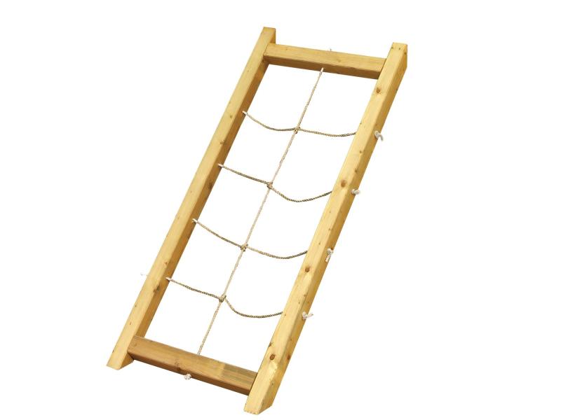 Karibu Spielturm Anna + Rutsche rot + Doppelschaukel + Netzrampe