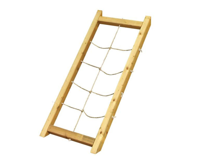 Karibu Spielturm Anna + Rutsche rot + Doppelschaukel + Netzrampe