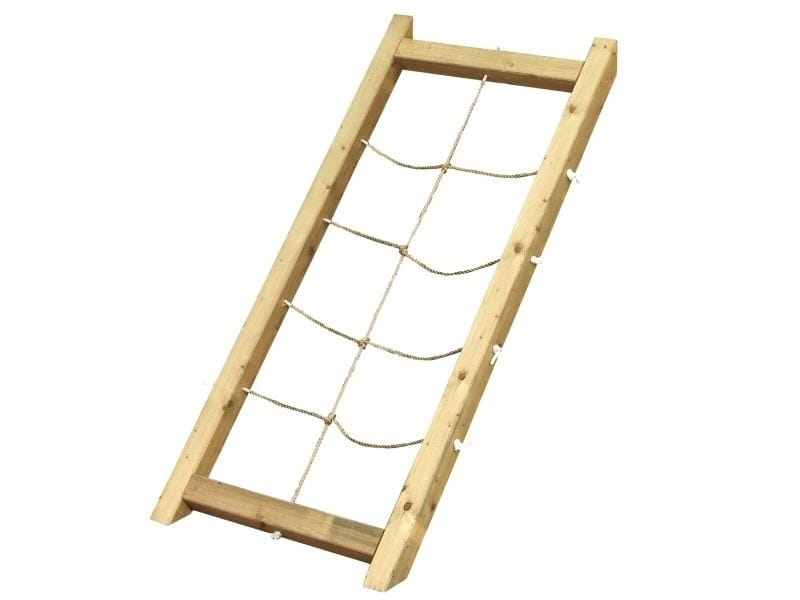 Karibu Spielturm Lotti- Doppelschaukel mit Klettergerüst, Netzrampe und Rutsche in blau