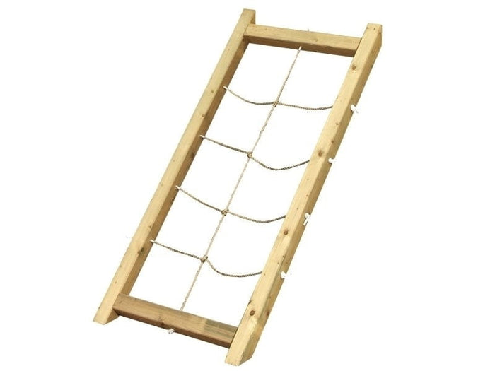 Karibu Spielturm Lotti- Doppelschaukel mit Klettergerüst, Netzrampe und Rutsche in blau