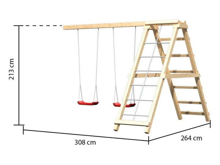 Karibu Spielturm Lotti mit Doppelschaukel inkl. Klettergerüst