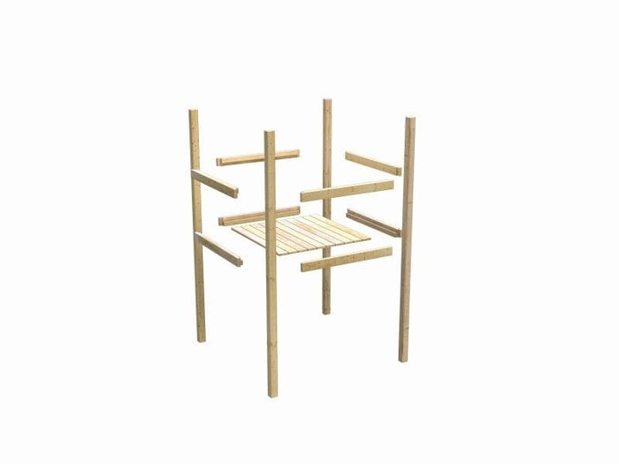 Karibu Spielturm Lotti natur- Anbauplattform- Doppelschaukel- Rutsche blau