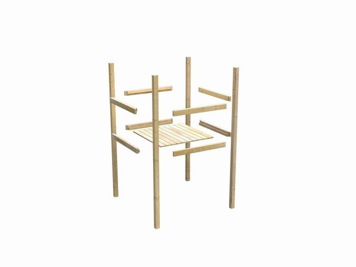 Karibu Spielturm Lotti natur mit Anbauplattform, Netzrampe und Doppelschaukel