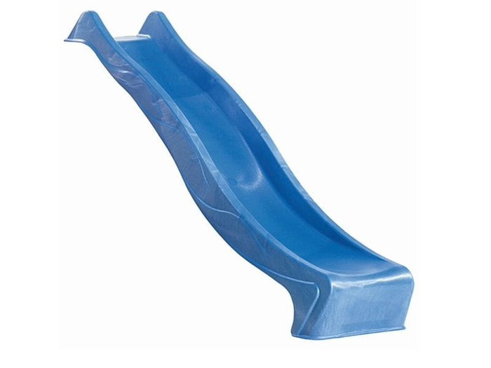 Karibu Spielturm Lotti natur mit Anbauplattform, Kletterwand und Rutsche blau