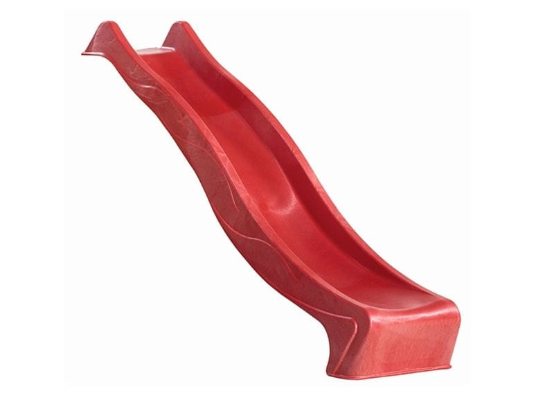 Karibu Spielturm Lotti natur mit Anbauplattform, Netzrampe und Rutsche rot