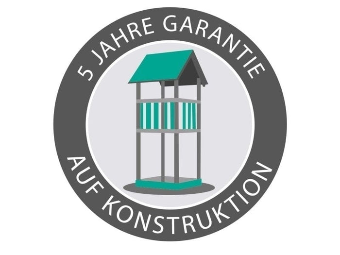 Karibu Spielturm Lotti Satteldach + Rutsche blau + Doppelschaukel + Anbauplattform + Kletterwand