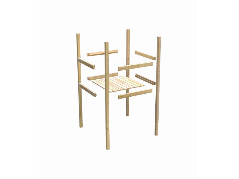 Karibu Spielturm Lotti Satteldach + Rutsche blau + Doppelschaukel + Anbauplattform + Netzrampe