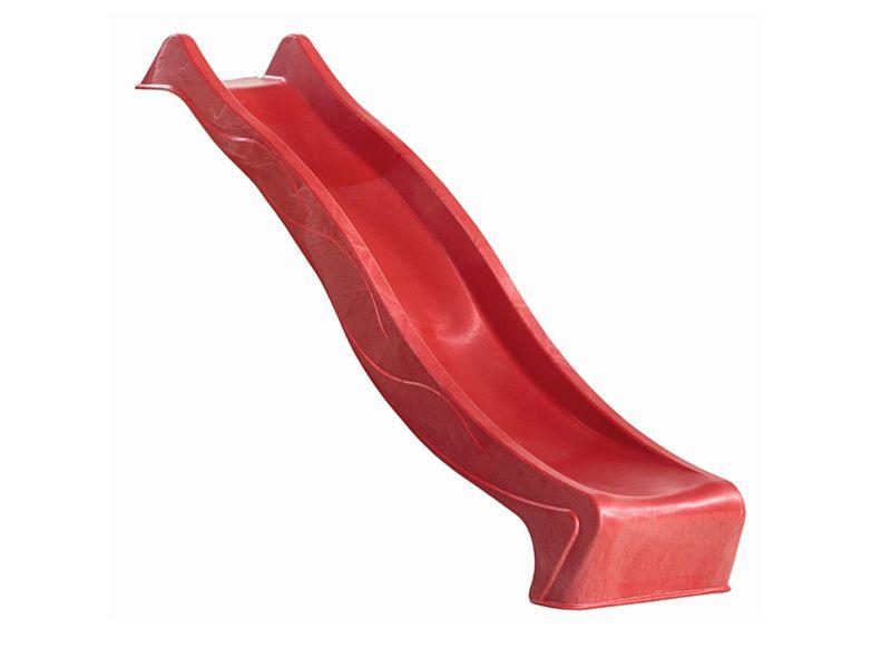 Karibu Spielturm Luis Satteldach + Rutsche rot + Doppelschaukelanbau Klettergerüst + Netzrampe